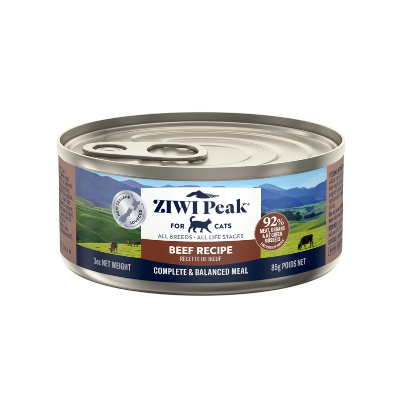 ZIWI Peak Grain Free Cat Food Tins - All Natural High Protein Pate - New Zealand Beef Recipe - 24 x 85g Multipack