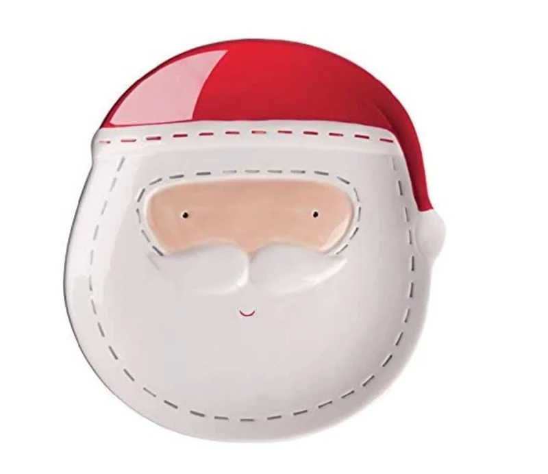Excelsa Xmas Country Style Plate, Ceramic, White/Red