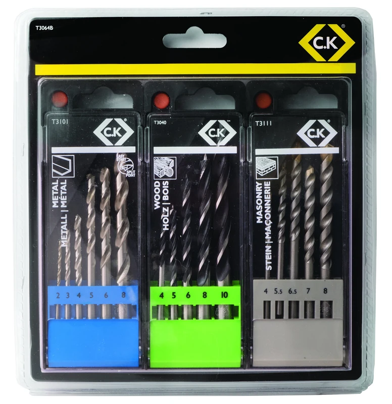 C.K T3064B Drill Bit Set for Masonry/Metal/Wood (16-Piece)