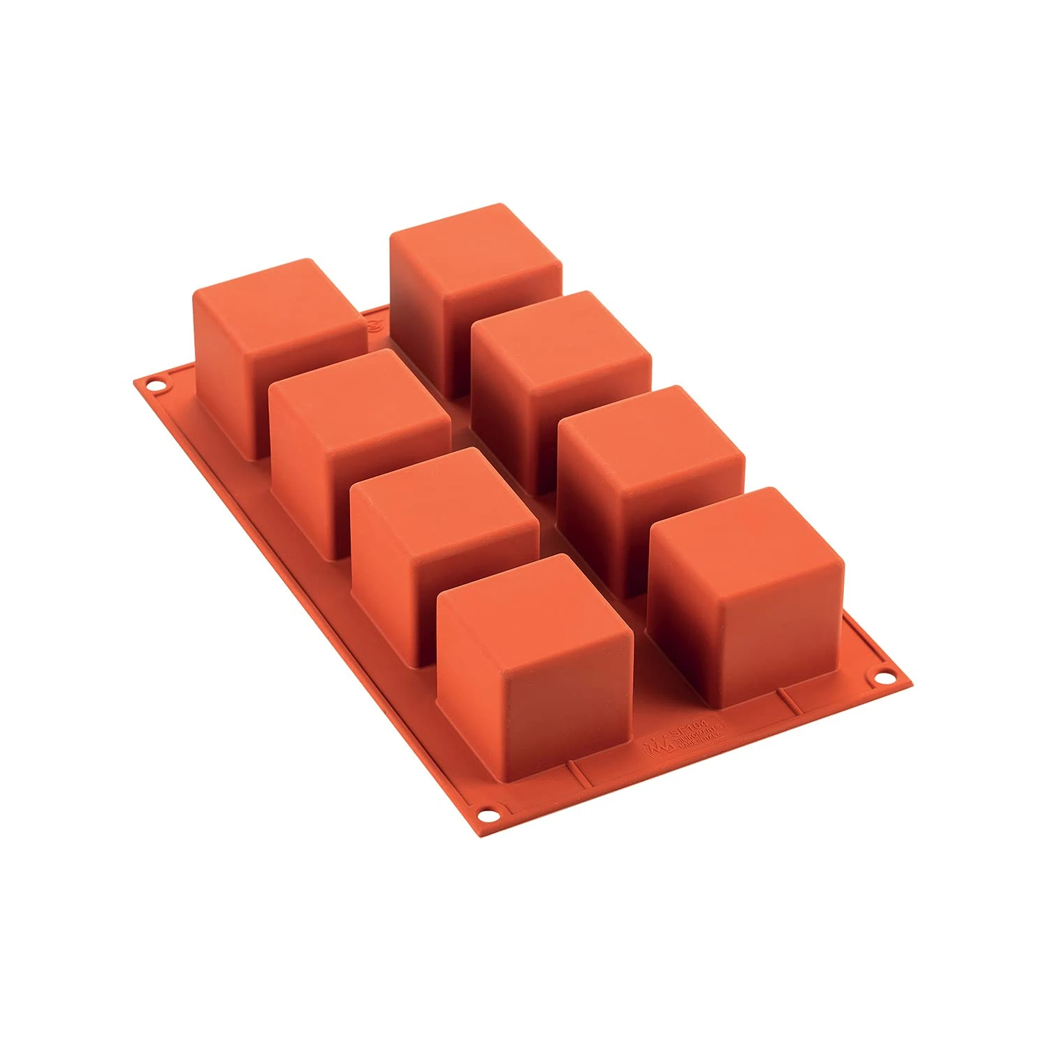 Silikomart, SF104 Silicone Mould for CUBI Monoportions, Non-Stick, 8 Cubes, Pack of 1 Cake Mould, 50 x 50 mm, h 50 mm, Made in Italy