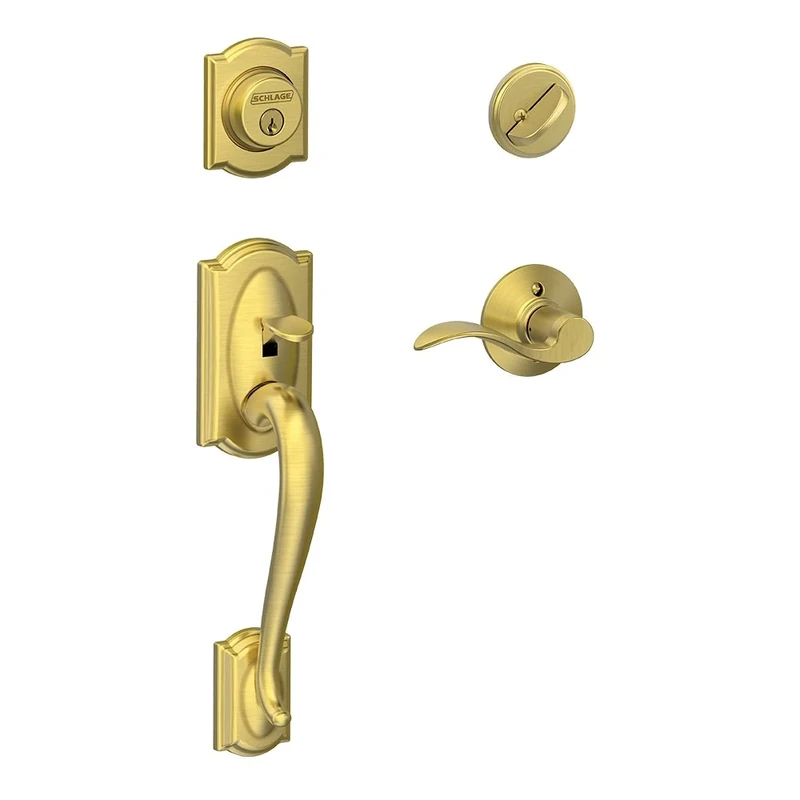 Camelot Single Cylinder Handleset and Right Hand Accent Lever, Satin Brass (F60 CAM 608 Acc RH)