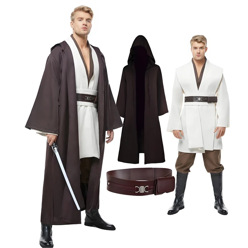 Cosplaysky Star Wars Jedi Robe Costume OBI-Wan Kenobi Halloween Outfit, Brown, XX-Large