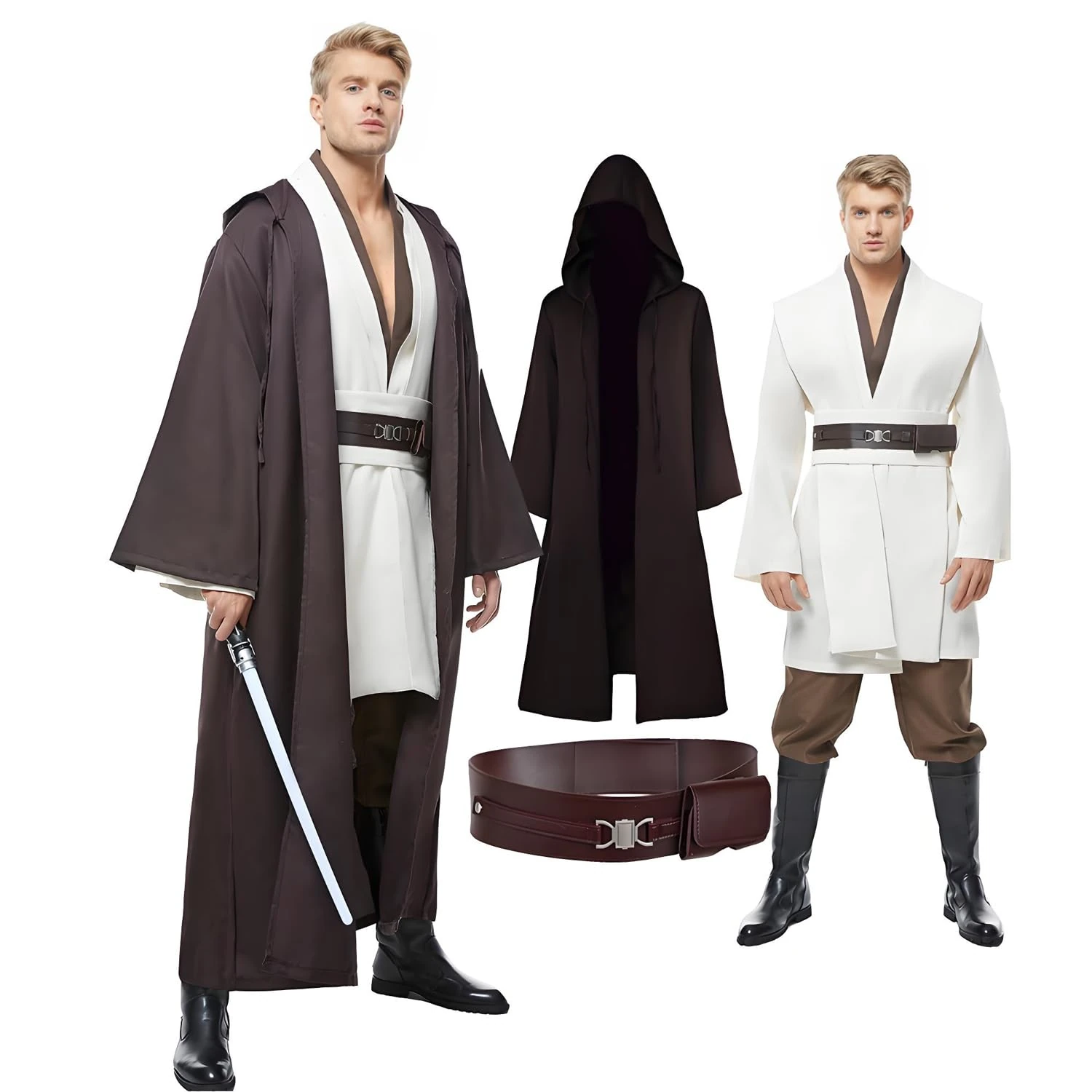 Cosplaysky Star Wars Jedi Robe Costume OBI-Wan Kenobi Halloween Outfit , Brown, Large