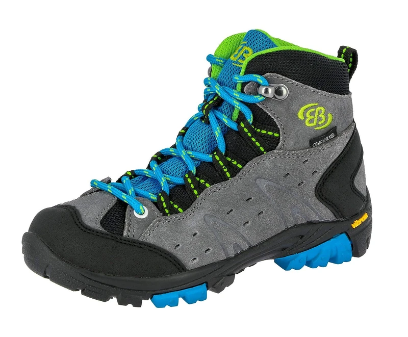 Brütting Unisex Kids’ Mount Bona High Kids High Rise Hiking Shoes, Grey (Grey/Blue/Lemon), 6.5 UK
