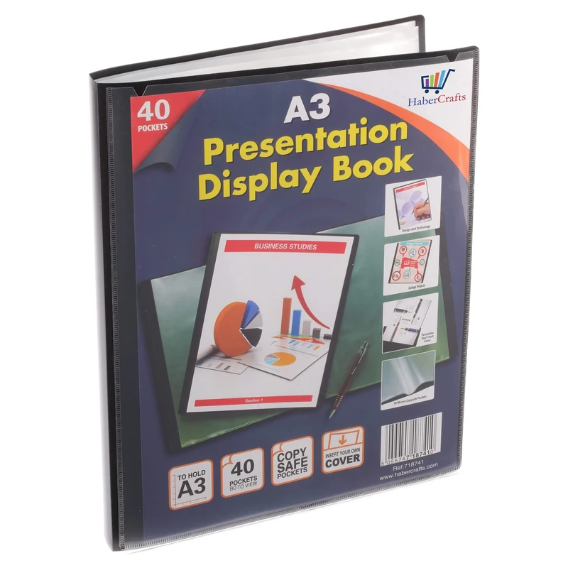 A3 Display Book Certificate Folder 40 Pocket Display Folders With Plastic Pockets Presentation Folder With Plastic Sleeves Polly Pocket Folder File (A3 Size - 40 Pockets - 80 Views - 12 Display Books)