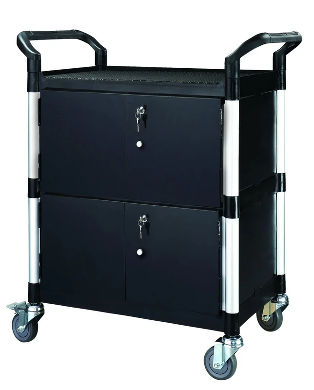 T-EQUIP Cabinet Cart PSC-130MSRT, 3 Shelves, Plastic Utility Cart, WxDxH: 85 x 48 x 100 cm, 250 kg Load Capacity