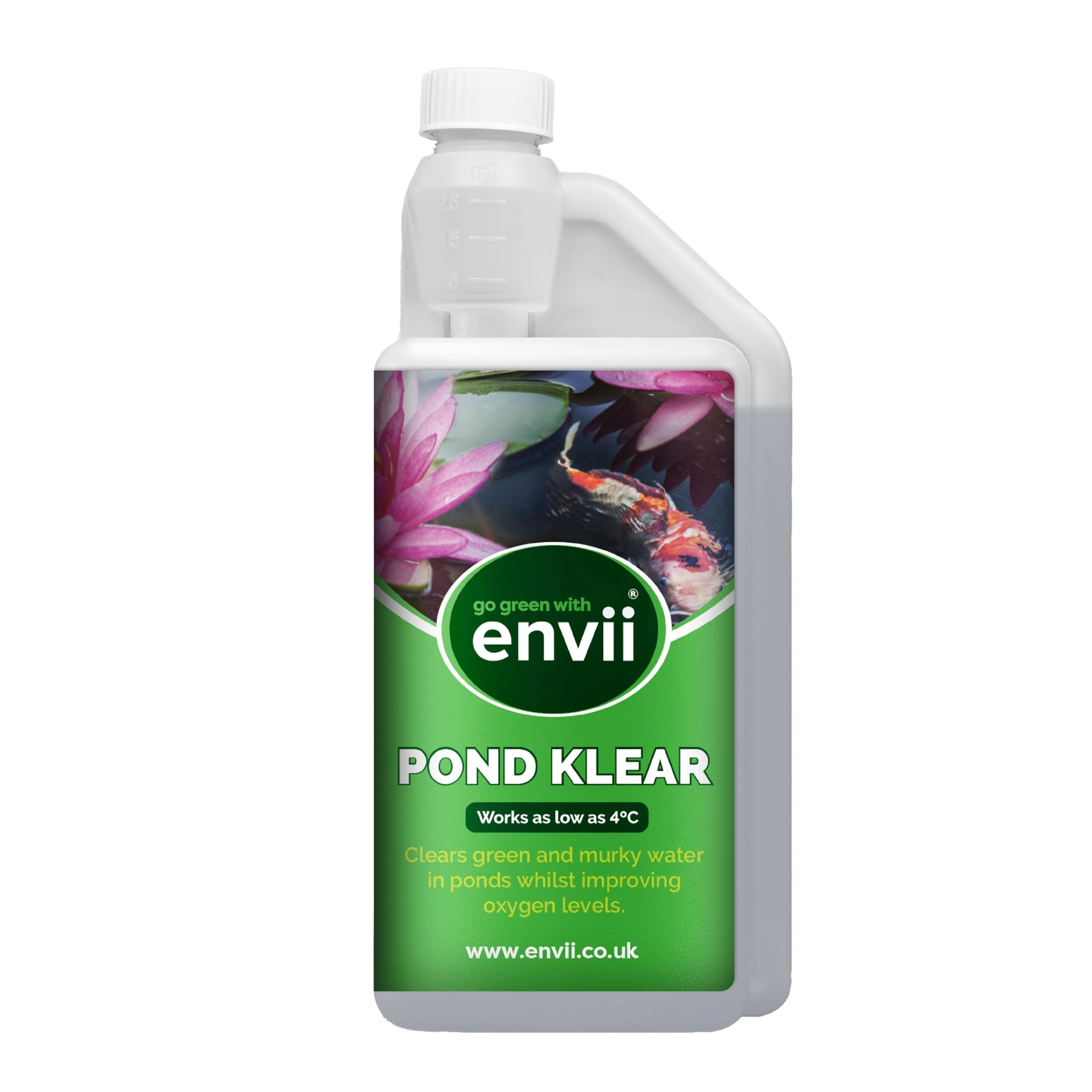 Envii Pond Klear - Natural Green Pond Water Treatment, Clears Green and Murky Water for Crystal Clear Healthy Water, Safe for all Fish and Wildlife -1L Treats 40,000 Litres
