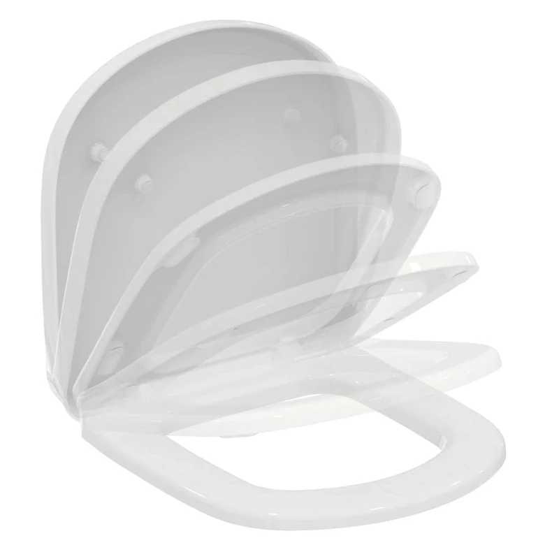 Ideal Standard – Tempo Toilet seat and Cover, Wrapover Design, D-Shape, Soft-Close seat with Quick-Release Function for Easy Cleaning, Scratch-Resistant duroplast, White Glossy