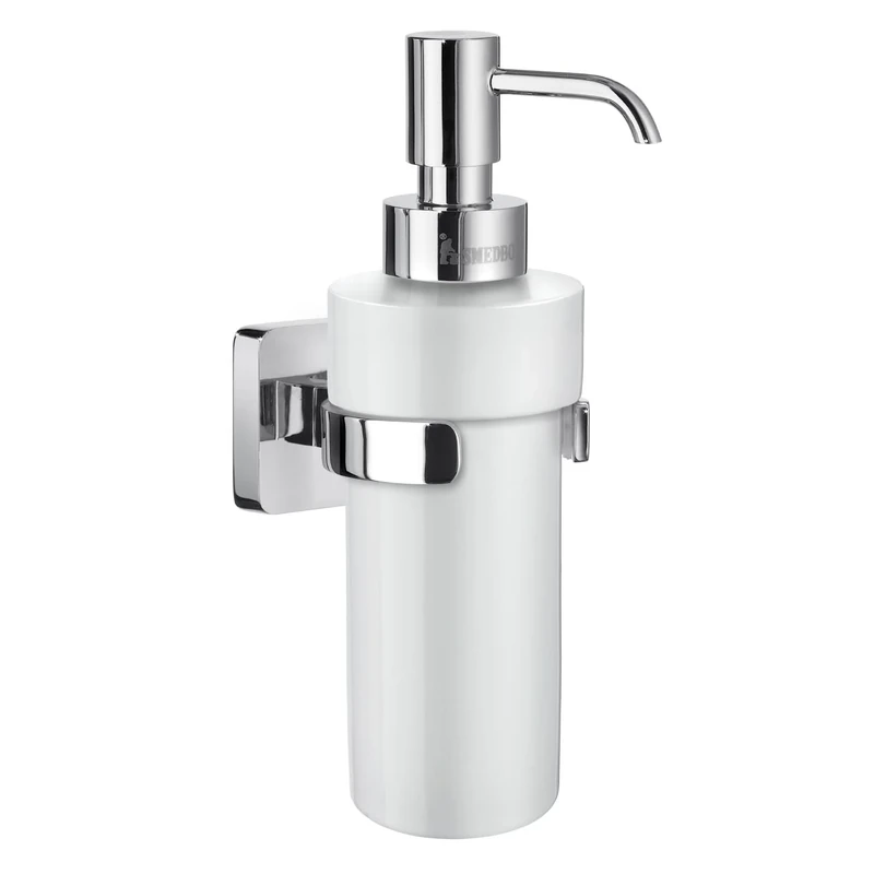 Smedbo Ice Holder with Soap Dispenser, Porcelain, Polished Chrome, 6.5 x 11.5 x 23 cm