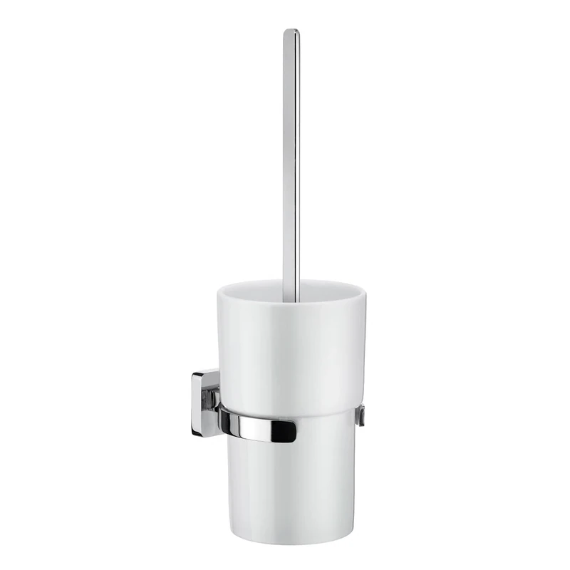 Smedbo Toilet Brush Wallmount, Polished Chrome OK333P Ice Holder Porcelain, Silver, 10.8 x 11 x 39.4 cm