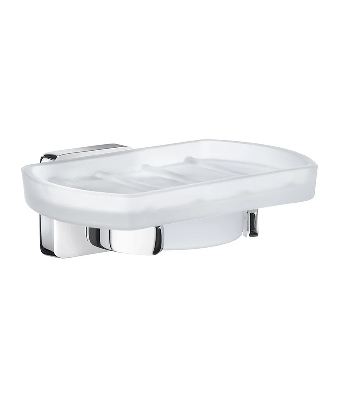 Smedbo Ice Holder with Soap Dish, Frosted Glass, Polished Chrome