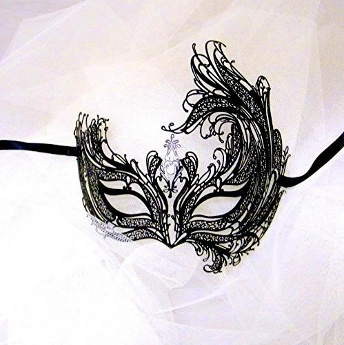 Mens Black Phoenix Metal Masquerade Mask