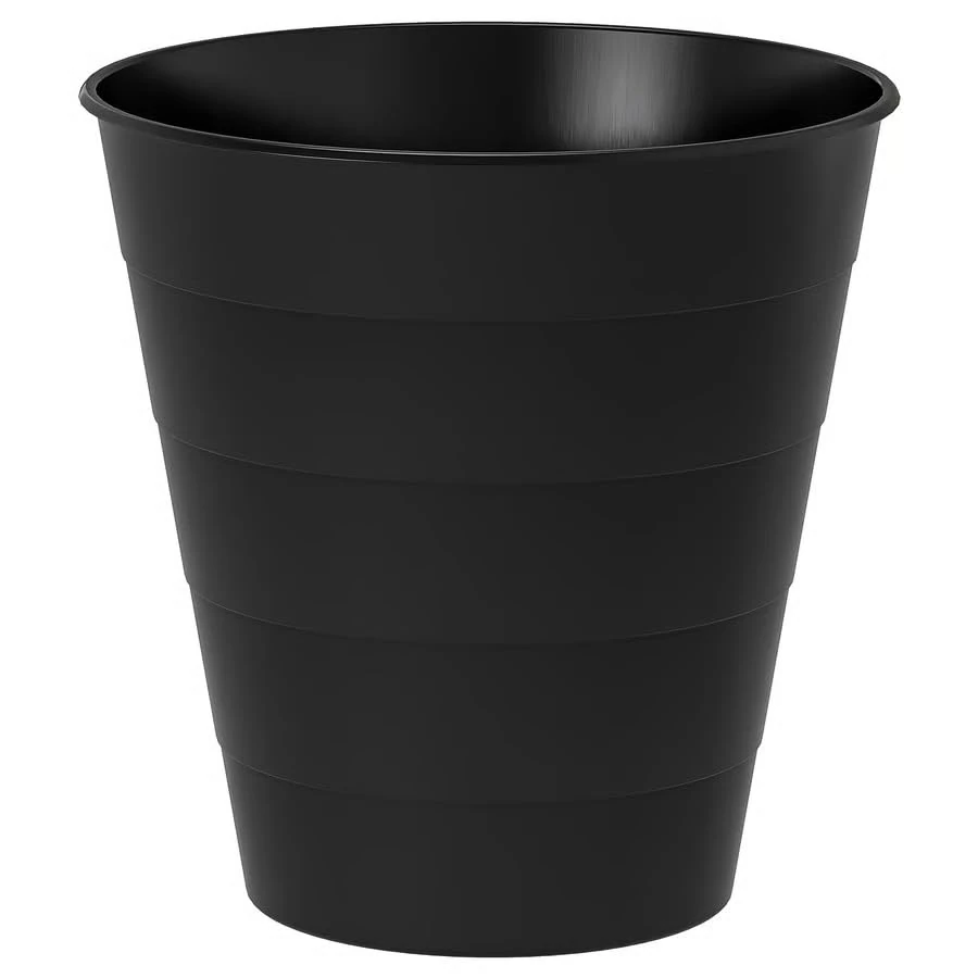 IKEA Fniss Waste Paper Basket Made from Polypropylene, White, Red or Black, Diameter 28 cm, Height: 28 cm, Volume: 10 Litres, Plastic, black, Durchmesser: 28 cm Höhe: 28 cm Inhalt: 10 l