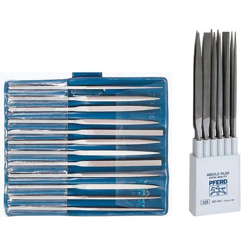 PFERD Precision Needle File Set, 12-Piece | Swiss Cut 0, 180 mm | 12703092 - for Coarse Precision Machining in Roll Bag