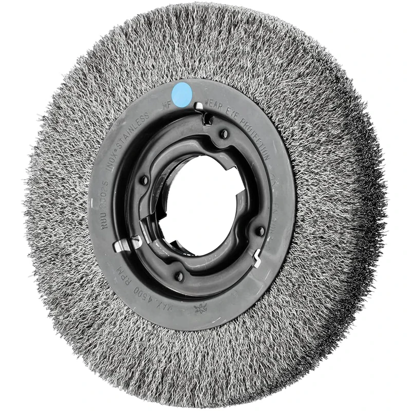 PFERD POS Round Brush Wide Untwisted RBU | Diameter 200 x 25 x Variable Bore Stainless Steel Wire Diameter 0.30 | 43701260 - for the Sanding Stand, Unbraided; Trimming Material Stainless Steel 0.30 mm