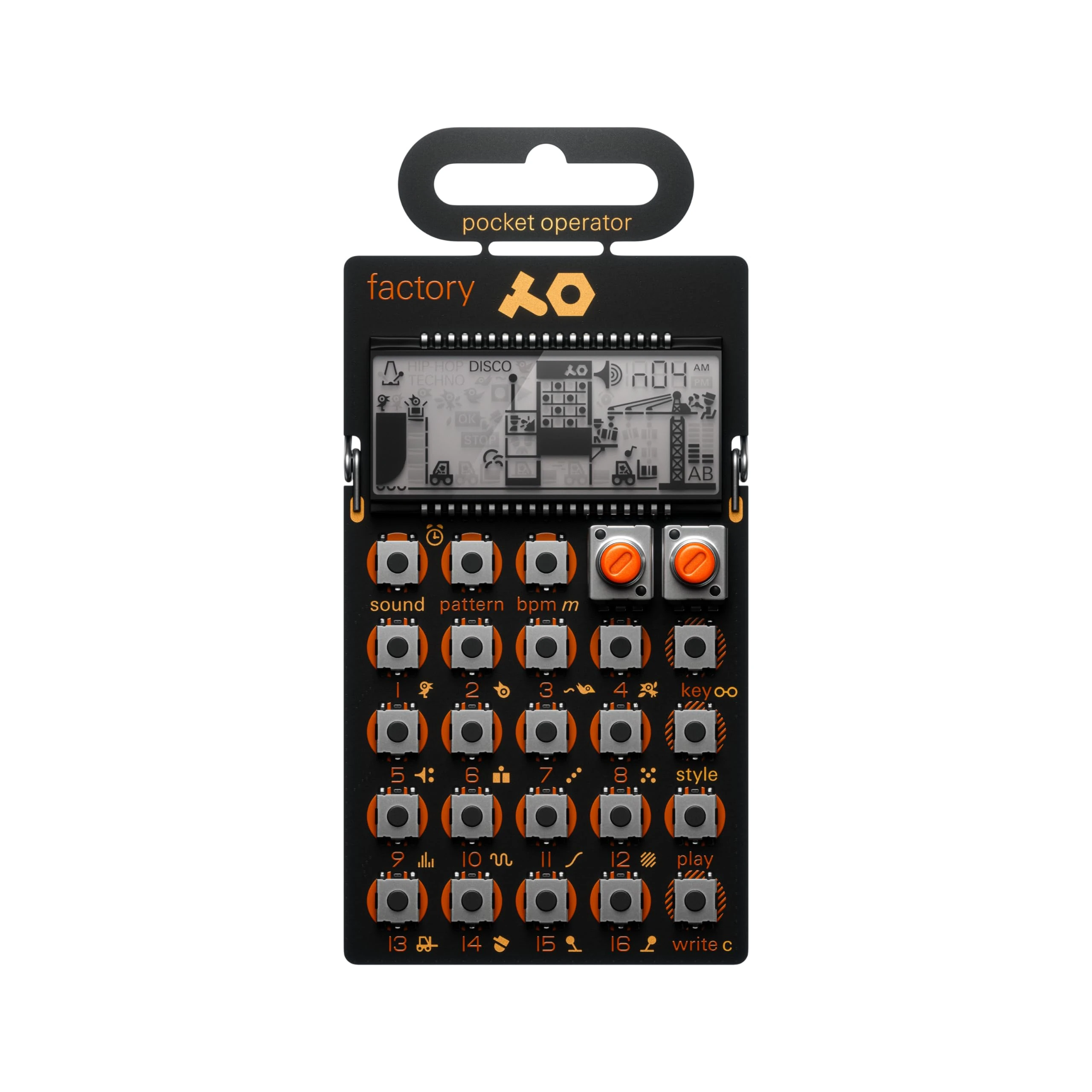 Pocket Operator PO16 Factory Synthersizer 16 Step Pattern Sequencer - Black/Orange