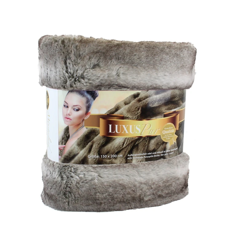 Gözze - Throw/Blanket, Edle Felloptik, Reindeer Design, 150 x 200 cm - Reindeer