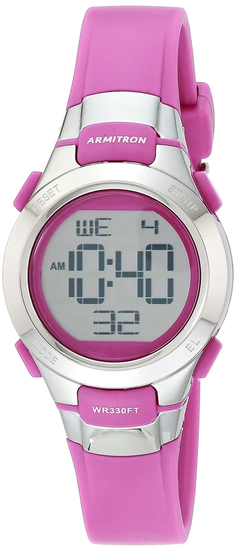 Armitron Sport Women's Digital Chronograph Resin Strap Watch, Pink/Silver