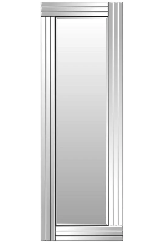 Trevina Full Length Silver Glass Framed Bevelled Wall Mirror (48x16), 119 x 38