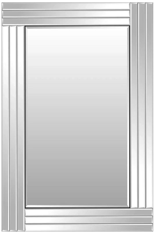 Trevina Rectangle Silver Glass Framed Bevelled Wall Mirror (48x32)