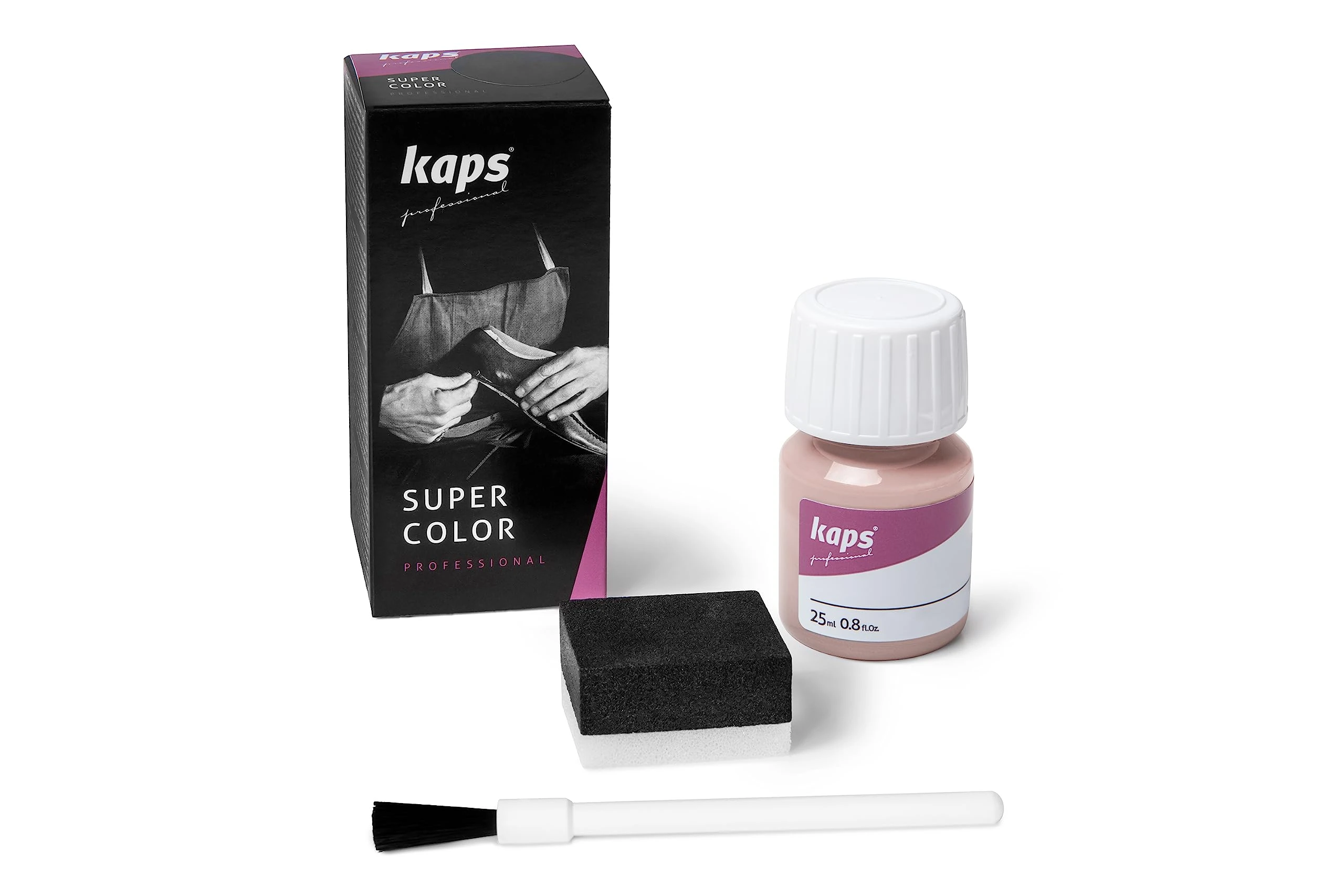Kaps Super Color, Dye for Natural, Faux Leather and Fabric, Dye for Shoes, Boots and Bags with Sponge and Brush (143 - Mauve)