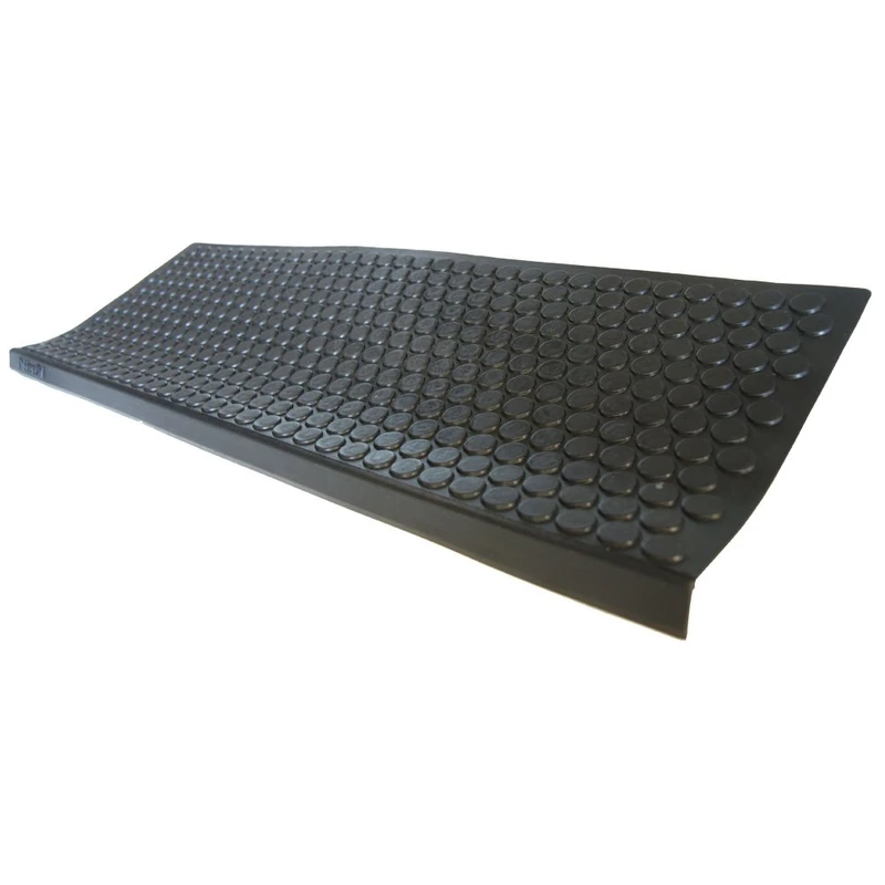 Rubber-Cal "Coin-Grip Non-Slip Rubber Tread Stair Mats (6 Pack), Black, 9.75" x 29.75" (10-104-009-6pk)