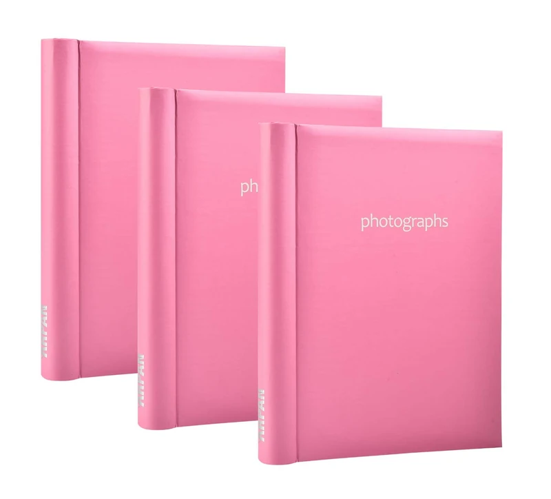 Arpan 3 x Self Adhesive Photo Albums Totaling 108 Sheets 216 Sides - Hot Pink