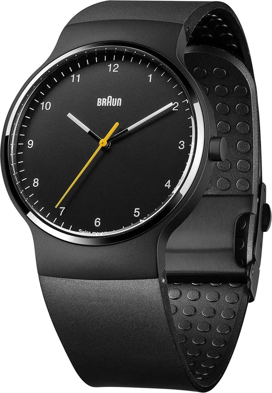 Braun Unisex Quartz Watch with Black Dial Analogue Display and Black Rubber Strap BN0221BKBKG - Image 1