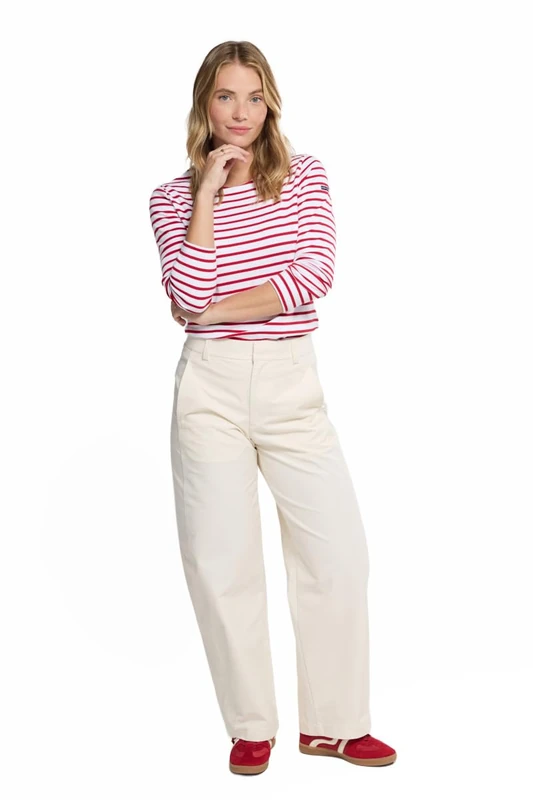 Armor Lux Women's Marinière Lesconil T-Shirt, Blanco (White/Braise 320), 8 (XS)