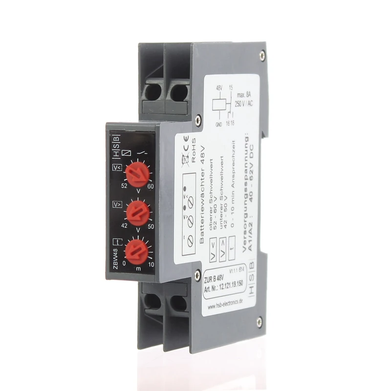 Offgridtec Voltage monitoring 48 V - deep discharge protection surge protection for DIN rail mounting