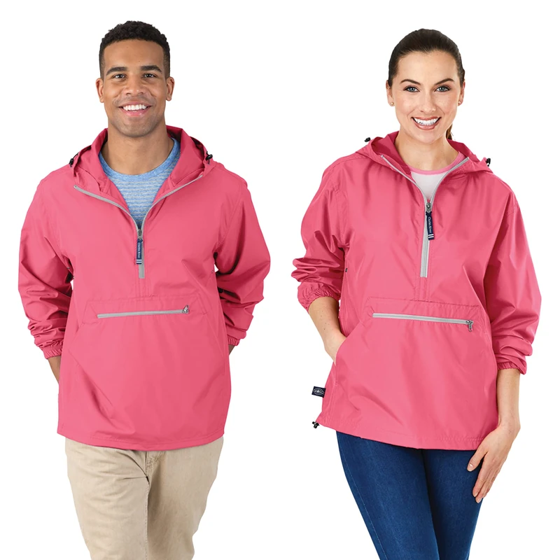 Charles River Apparel Unisex Water Resistant Pullover Reg/Ext Sizes Windbreaker Jacket, Coral, M UK - Image 1
