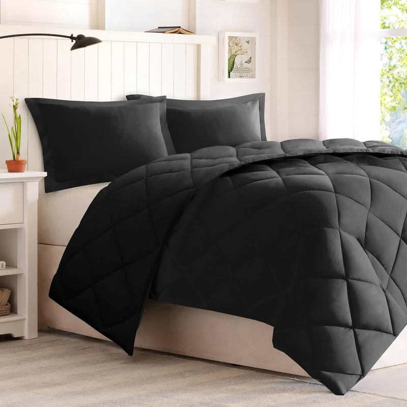 Madison Park Larkspur Comforter Set, King, Black/Black
