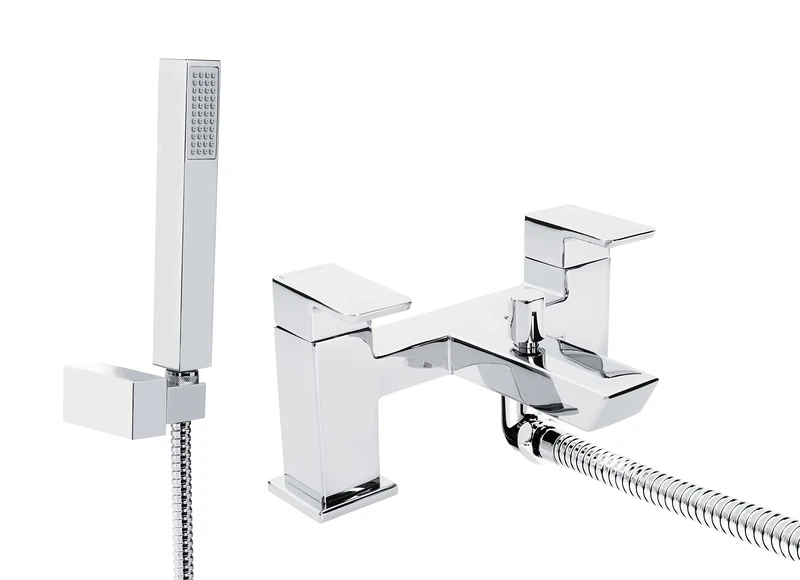 Bristan Cobalt Bath Shower Mixer with Wall-Mounted Single Function Handset, Shower and Bath Taps, Chrome - COB BSM C