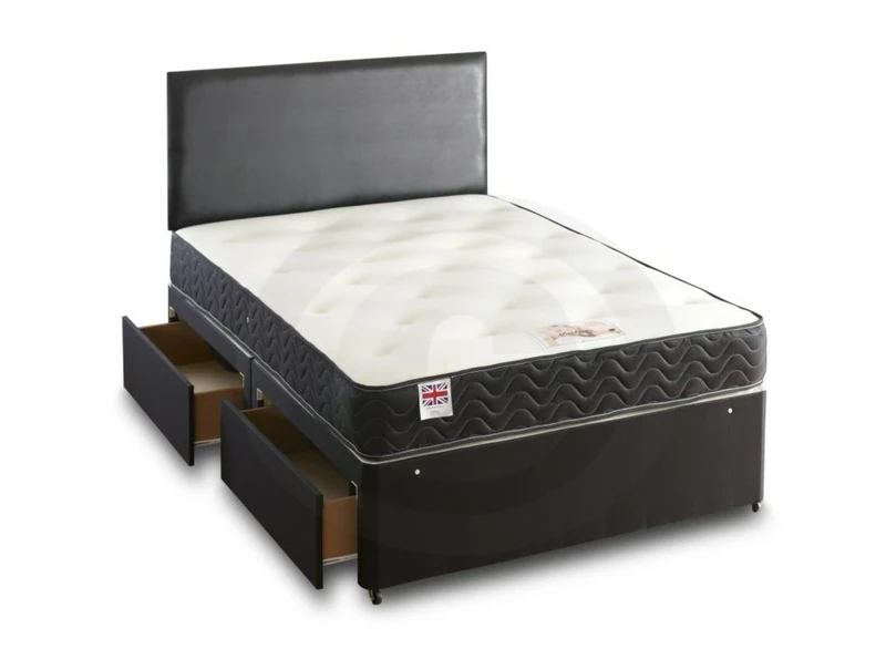 SOMNIOR BEDS LTD Bed Centre Topaz Divan Bed with 20cm Deep Spring Memory Foam Mattress Available In Drawers Variation No Headboard (Double bed no drawer)