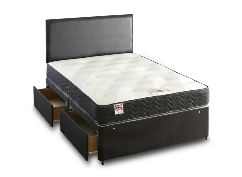 SOMNIOR BEDS LTD Bed Centre Topaz Divan Bed with 20cm Deep Spring Memory Foam Mattress Available In Drawers Variation No Headboard (King bed no drawer)