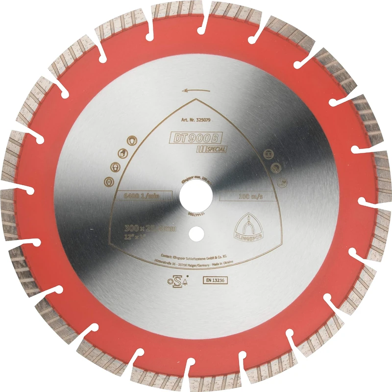 Klingspor 325078 Diamond Cutting Disc DT900B For Power Cut-Off Grinders, Attachment 20 mm, Diameter 300 mm