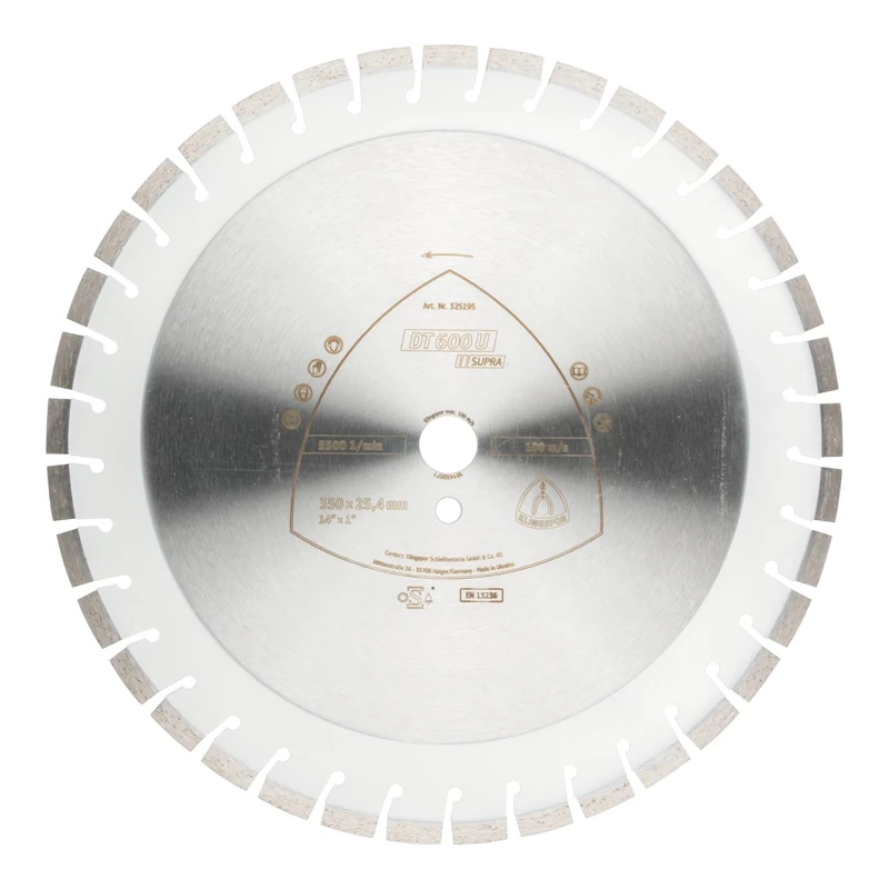 Klingspor Diamond Cutting Wheel, 30 mm, Diameter DT600U Supra For Table Saw 450 mm 325200