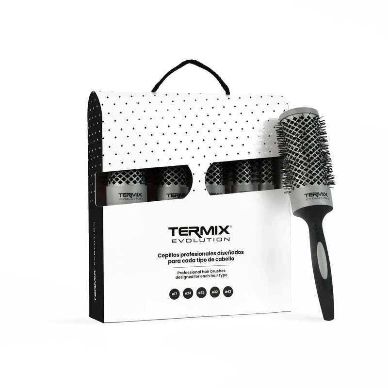 Pack Termix Evolution Basic - Hairbrushes for Normal Hair with ionized bristles for Hair of Medium Thickness- It Includes 5 diameters Ø 17, 23, 28, 32 y 43 mm