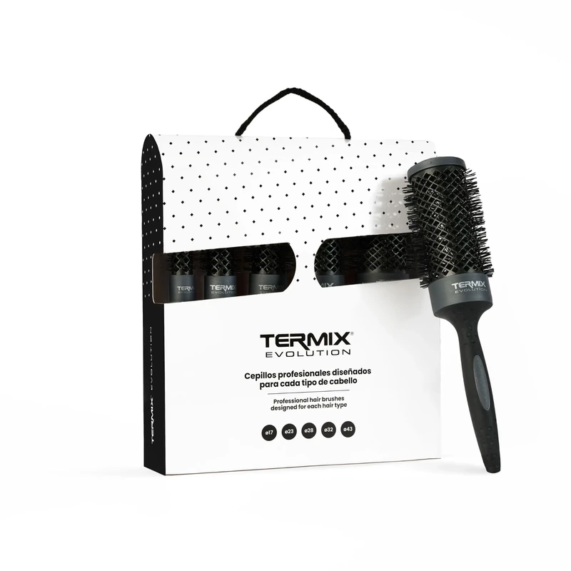 Pack Termix Evolution Plus - Hairbrushes for thick hair with Ionized bristles for thick and difficult to manage hair- It includes 5 diametres Ø 17, 23, 28, 32 y 43 mm