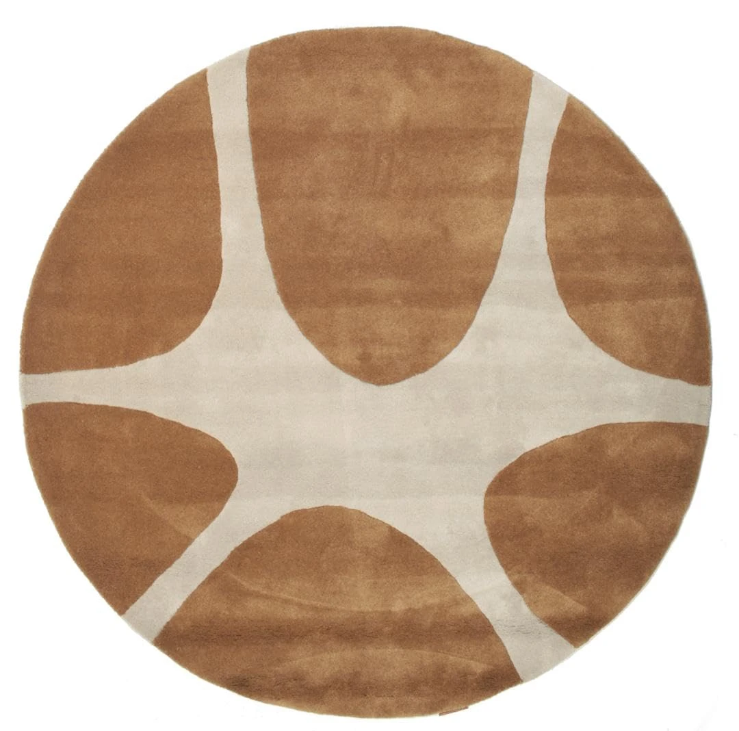 RugVista Stones Handtufted, Rug, Modern carpets, Ø 4′11″ ft (Ø 150 cm), Round, Medium Pile, Living Room, Dining Bedroom, Hallway, Dry Clean Only, Care & Fair Certified, Brown