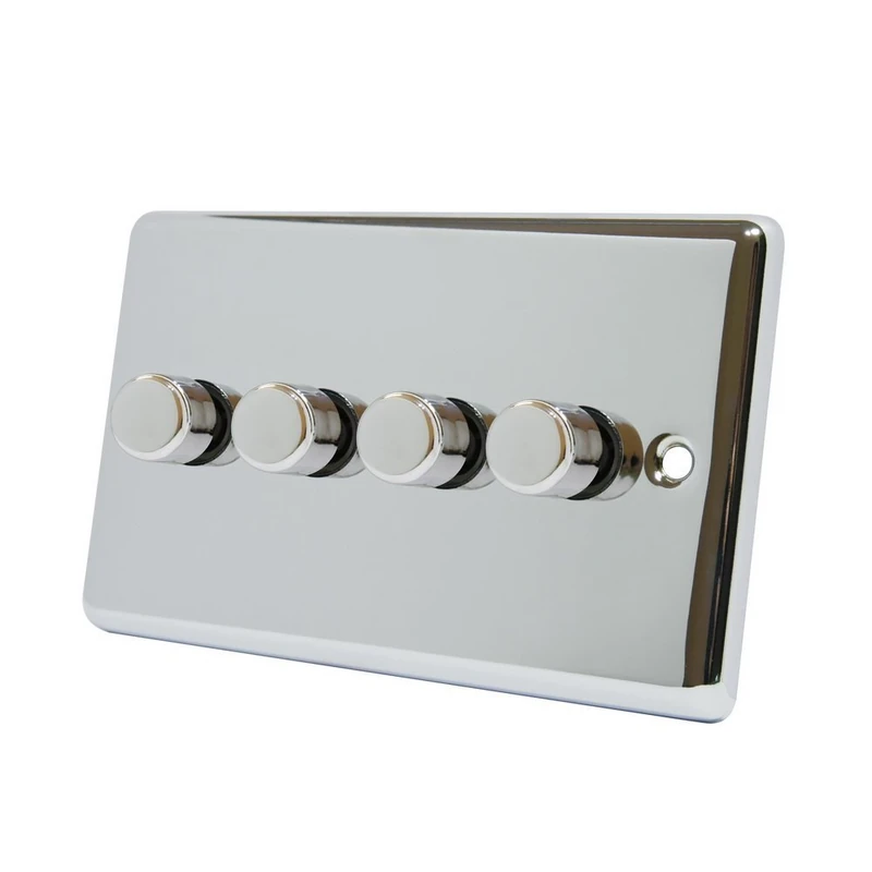 AET CPC4GDIMLED 250 W 10 A 4-Gang 2-Way Polished Chrome Classical LED Light Dimmer Switch - Image 1