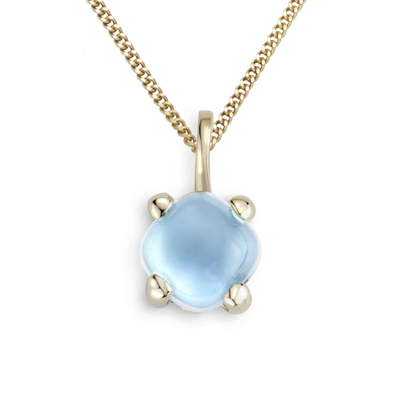 MIORE Blue Topaz 4 Prong 9 ct Rose Gold Pendant of 45 cm Chain