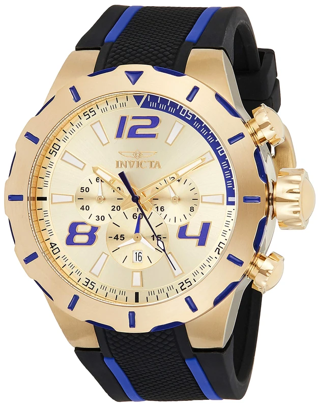 Invicta S1 Rally 20107 Men's Watch - Waterproof - Analogue - Quartz Movement - stainless steel with gold dial - 53mm