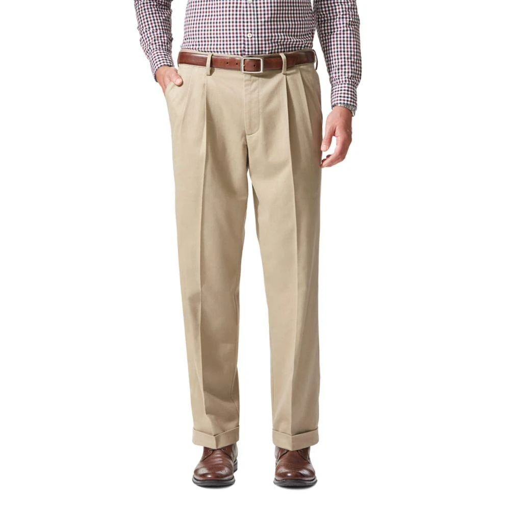DOCKERS Men's Relaxed Cuffed Pants-Pleated 宽松舒适 色翻边裤-打褶 D4편안한 핏의 편안한 카키 커프 바지-주름 D4寬鬆合身舒適卡其翻邊長褲-打摺 D4relaxed Fit Comfort Hose Mit Bündchen, Gefaltet, Casual, British Khaki, 38W / 34L