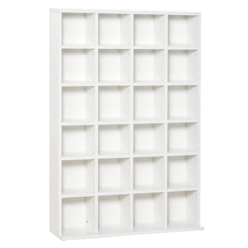 HOMCOM 456 CD/ 336 DVD Storage Unit, Media Storage Shelf, Wooden Display Unit with Adjustable Shelves, 89 x 130.5 cm, White