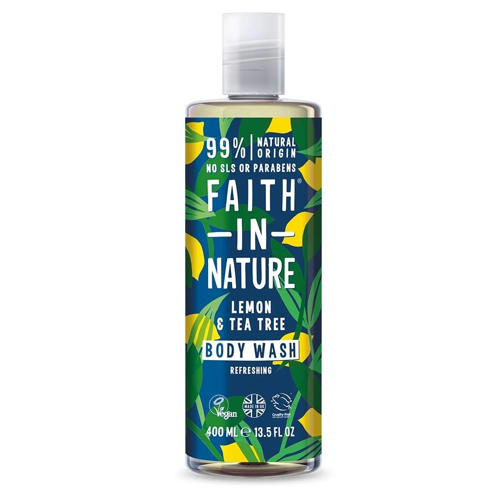 Faith In Nature Natural Lemon and Tea Tree Body Wash, Refreshing, Vegan and Cruelty Free, No SLS or Parabens, 400 ml