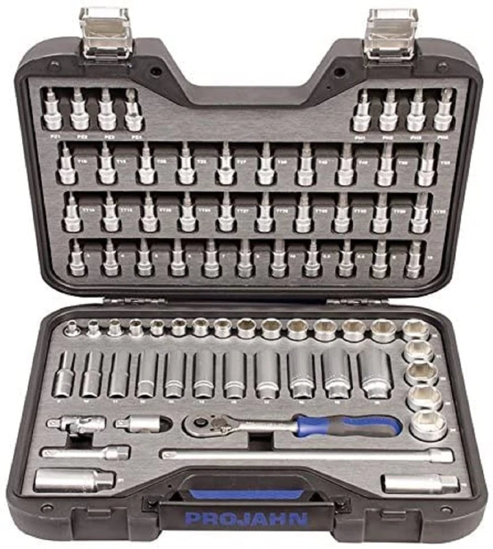 PROJAHN 3903801 Industrial Socket Set, Black, 3/8-Inch, Set of 76 Piece