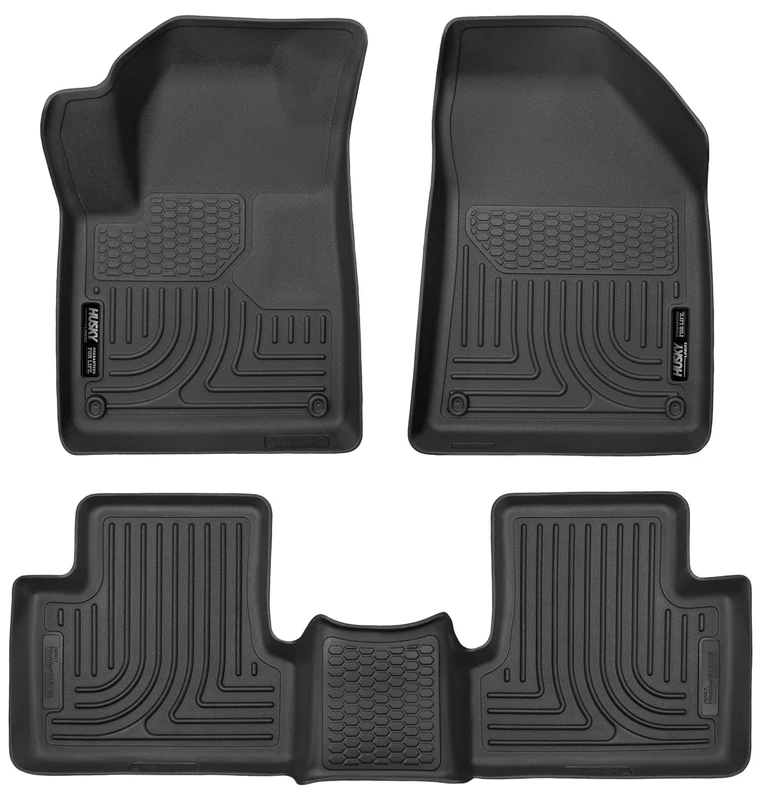 Husky Liners Weatherbeater Floor Mats | Fits 2015-2023 Jeep Cherokee | Front & 2nd Row, 3-pc Black - 99091