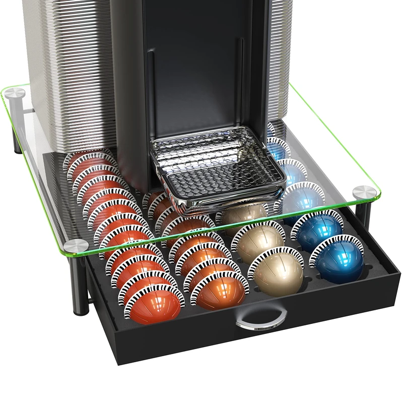 DecoBros Tempered Glass Storage Drawer for Vertuoline Capsules