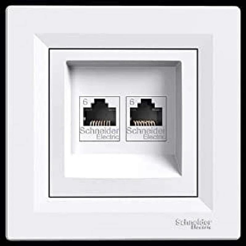 asfora ISDN Socket Cat6 2 x RJ45 Socket Complete Schneider Electric White